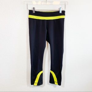Lululemon Run Inspire crops black and yellow 22”
